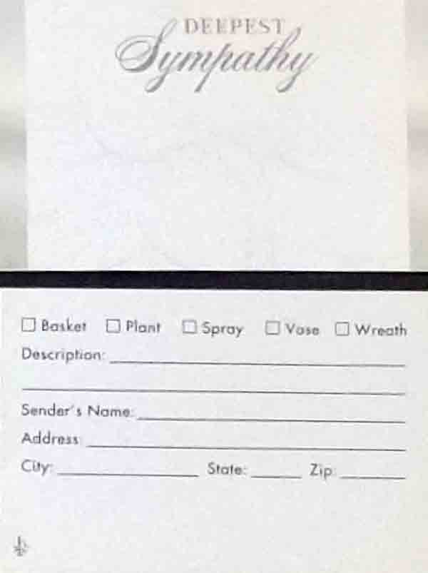 AC5176 - Deepest Sympathy - 2.45 pkg, 2.25/10
