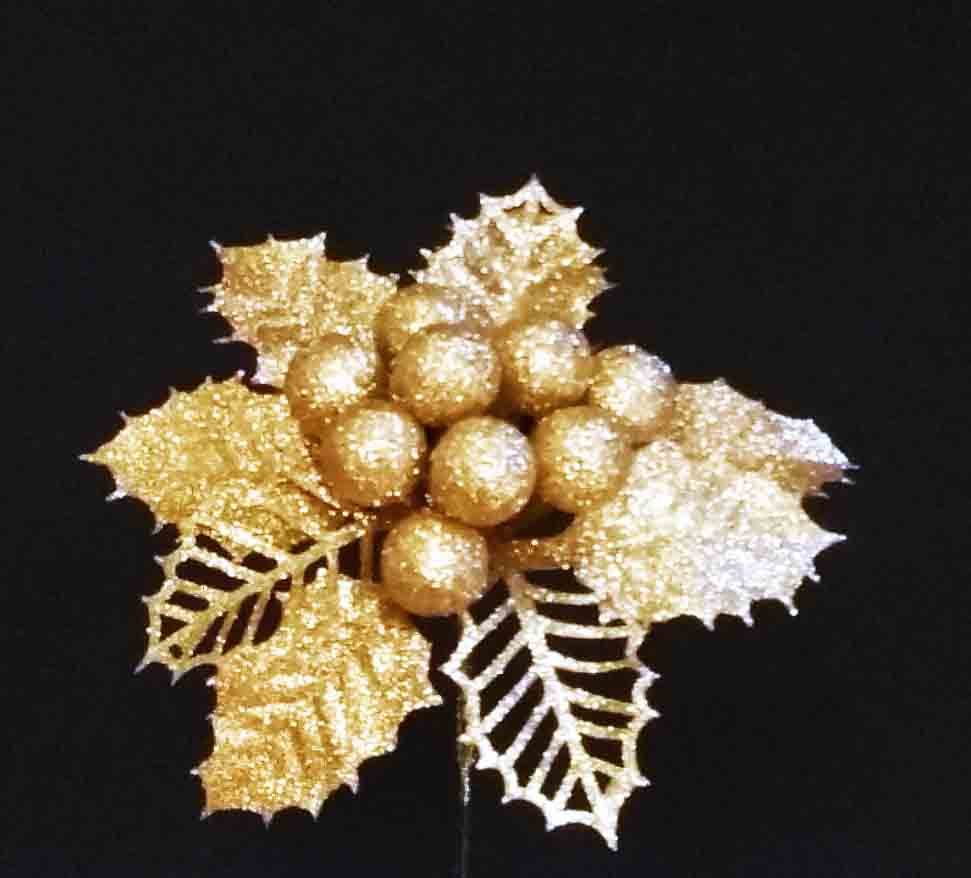 X005 - 6" Gold Glitter Ball Pick - 1.50 ea, 1.25/12