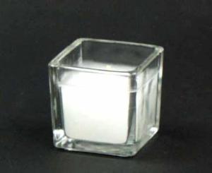 1403 - 2" Square Glass Votive - 1.50 ea, 1.30/25