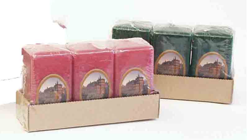 448 - 4" Square Candles - 4.65 pkg of 3