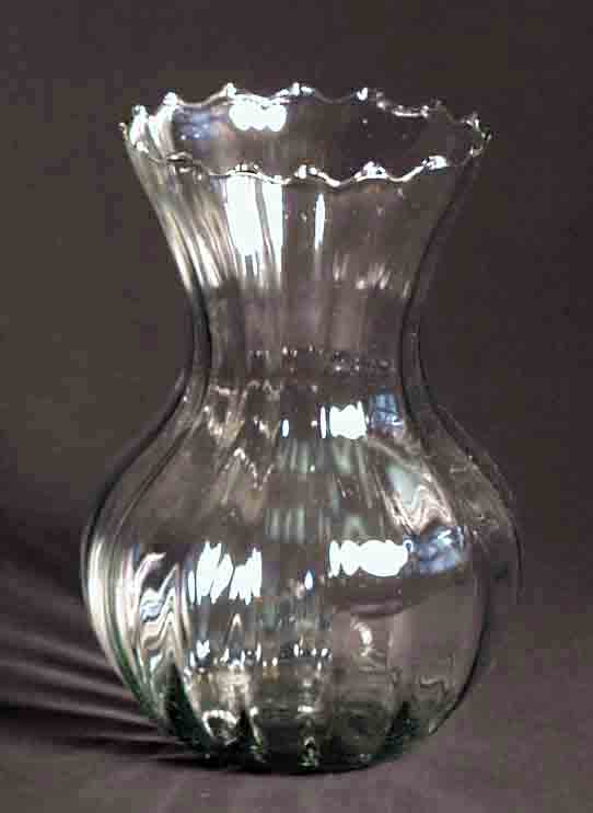GL309 - 7" Green Tinted Optic Vase - 5.90 ea, 5.60/12