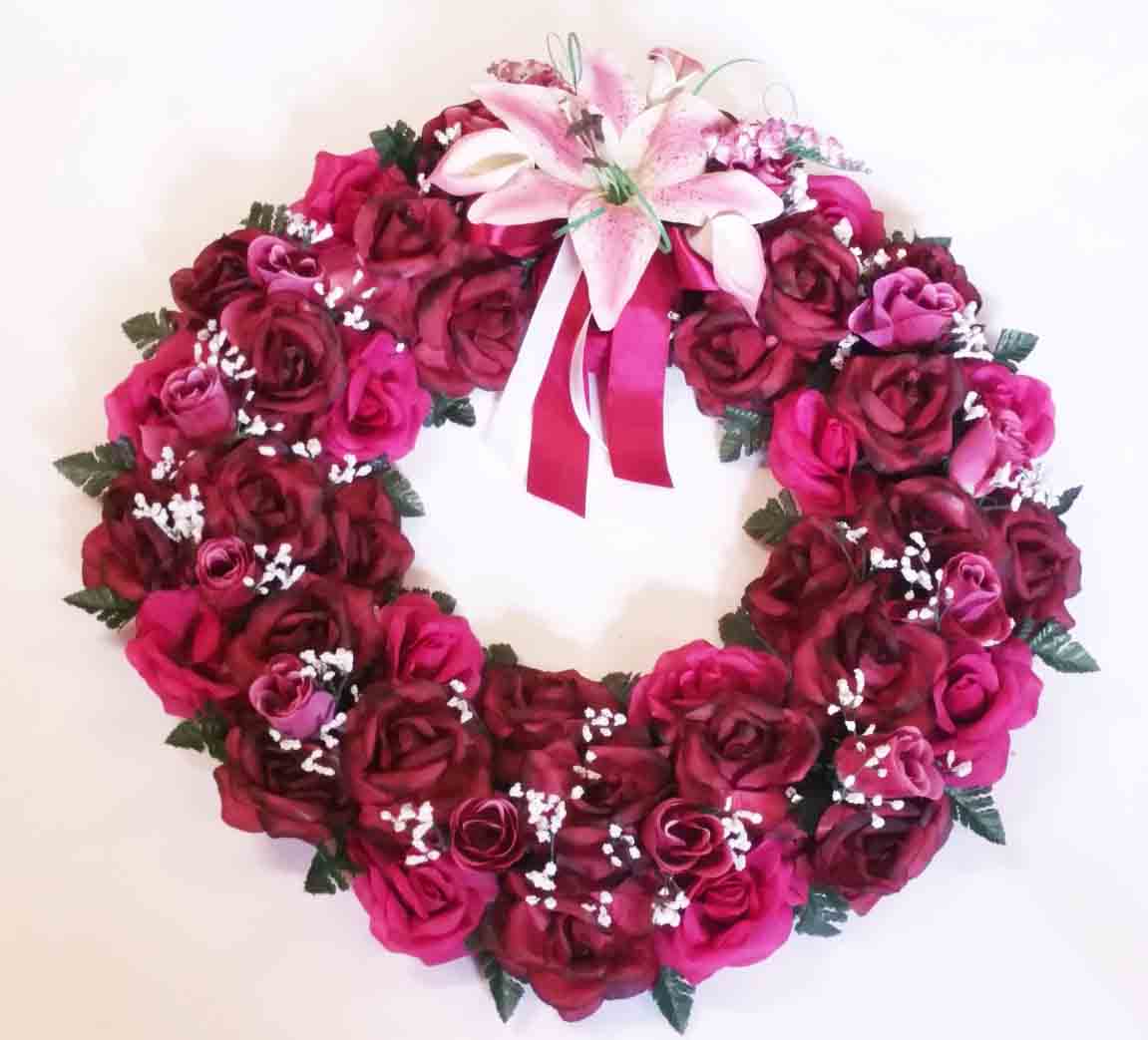 1133 - 24" Burgundy/Fushia Elegant Wreath - 49.95 ea