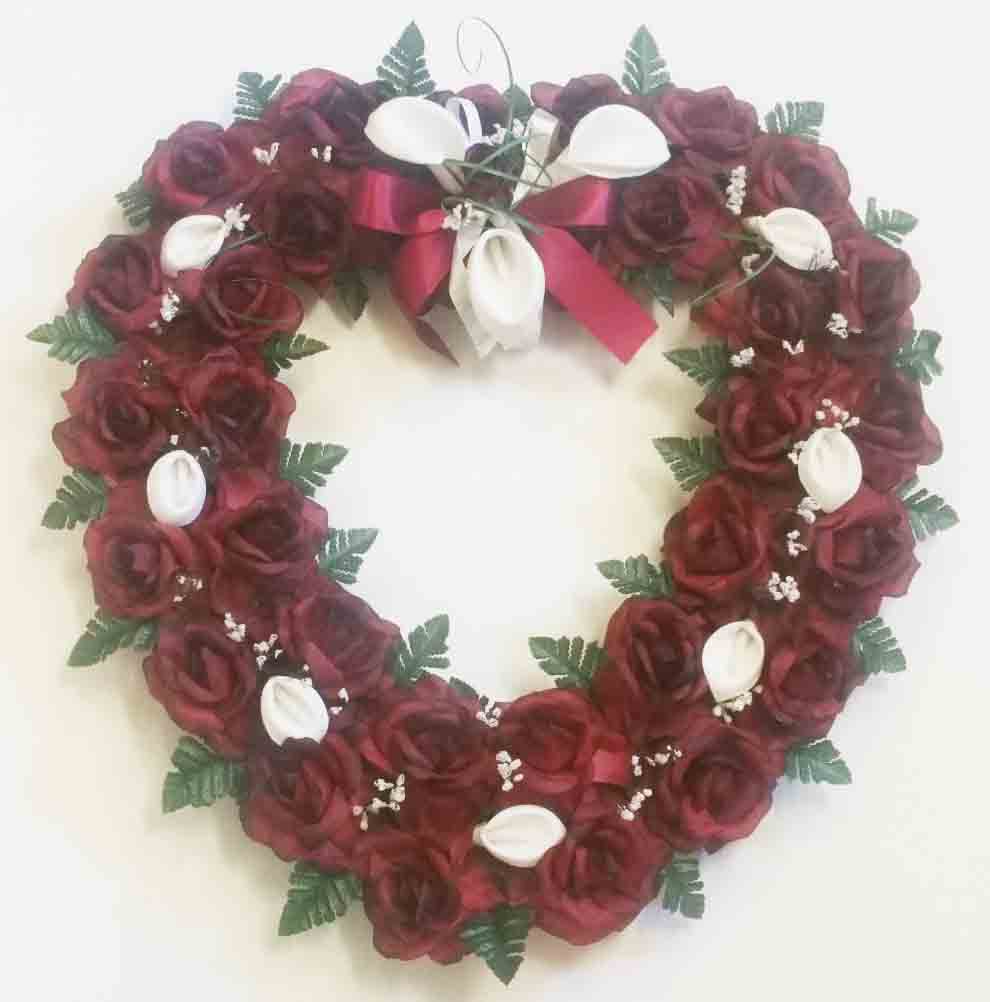 1130 - 26" Burgundy/White Elegant Heart - 44.75 ea