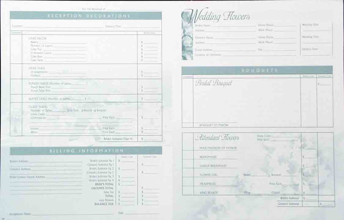 WOF3 - Deluxe Wedding Order Form - 8.35 per pad