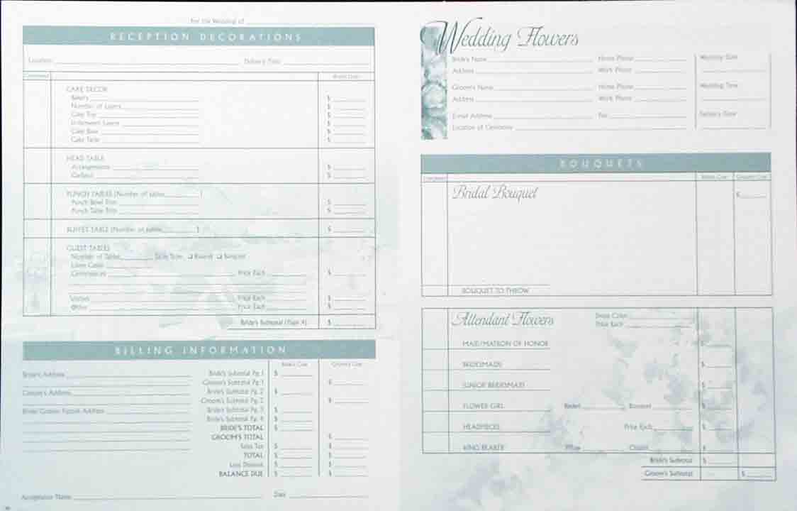 WOF3 - Deluxe Wedding Order Form - 13.95 per pad