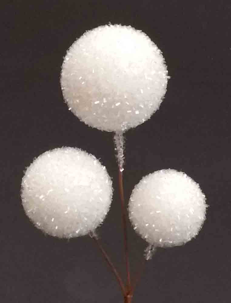 X20 - 27" White Tinsel Ball Spray x 3 - 2.65 ea, 2.20/12