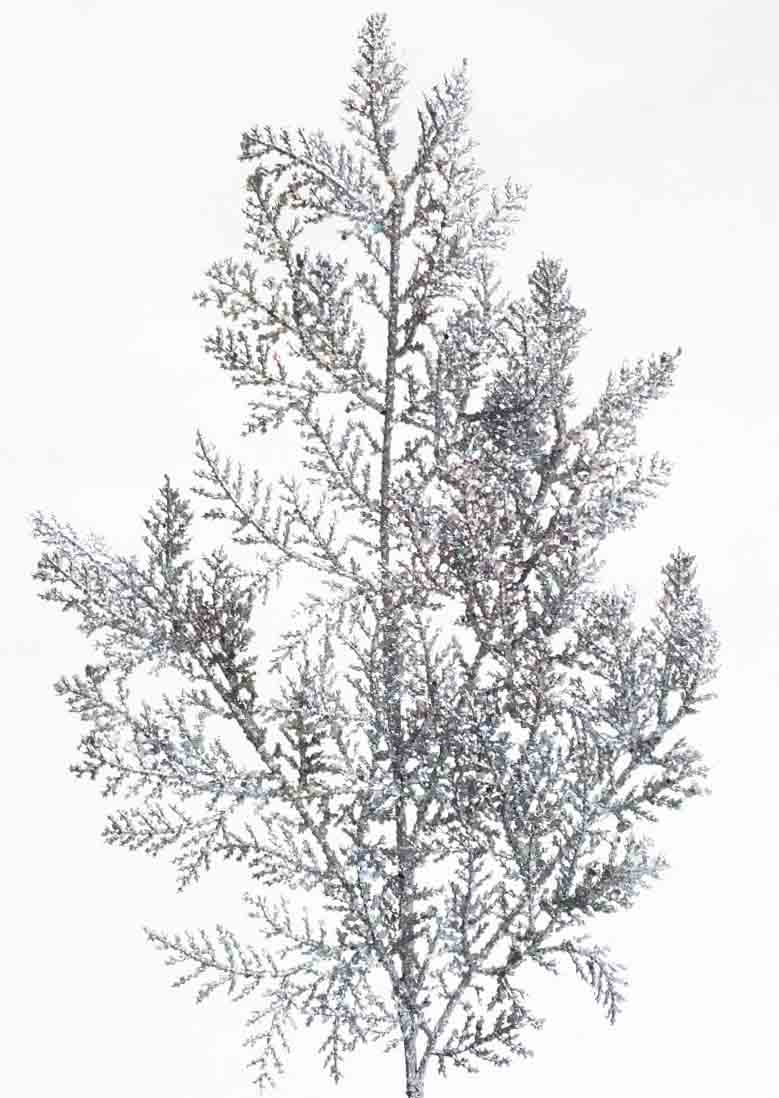 X201 - 27" Silver Glitter Fern Spray - 2.90 ea, 2.70/12