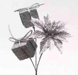 X574 - 8.5" Silver Gift Box Pick - .95 ea, .75/24