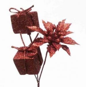X574 - 8.5" Red Gift Box Pick - .95 ea, .75/24