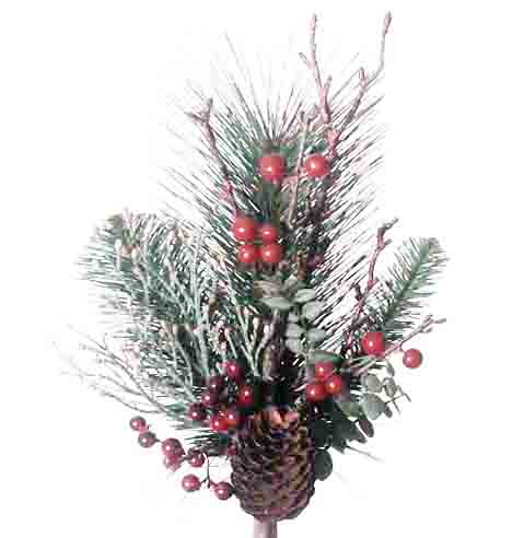 X503 - 12.5" Pine Spray with Berries - 4.25 ea, 3.95/24