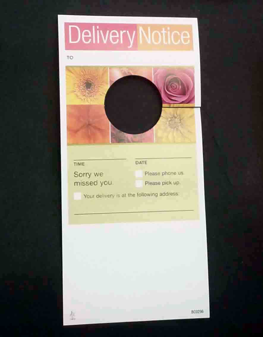 NT - Delivery Notice Tag - 8.25 pkg
