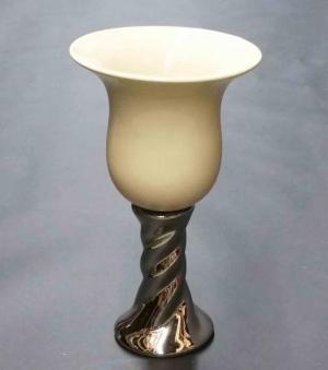 2514 - 14" Ceramic Vase with Silver Base - 26.95 ea