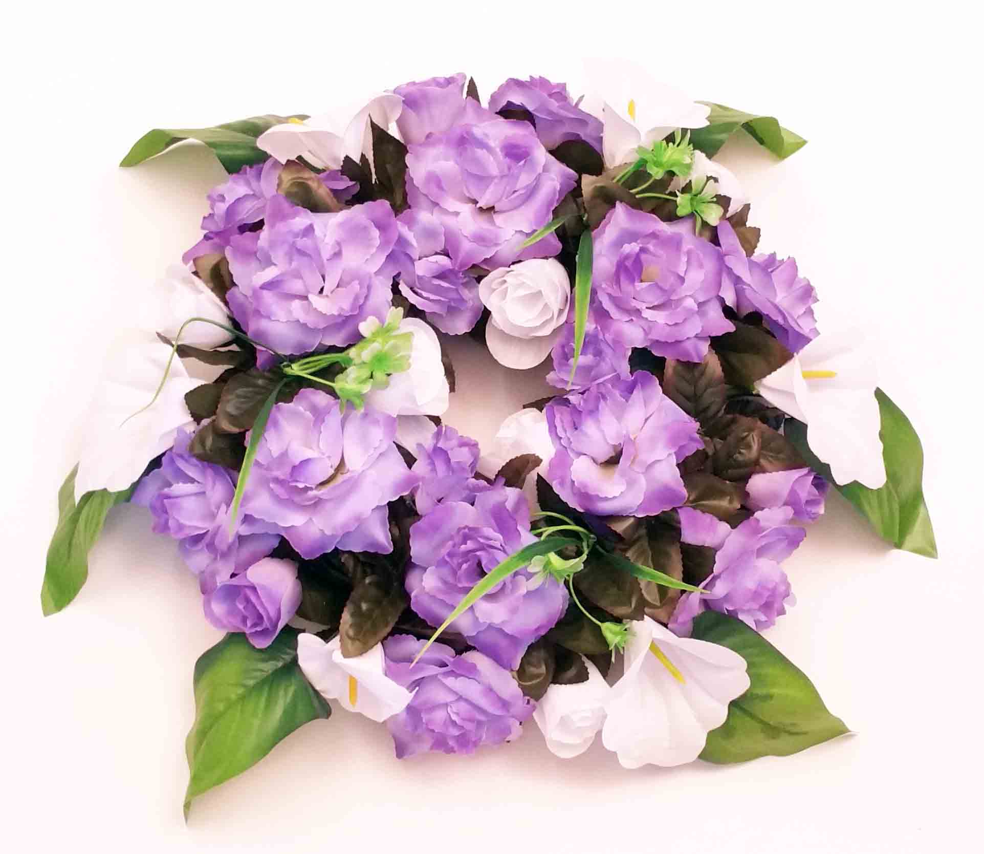 1716 - 16" Lavender/White Decorated Wreath - 19.95 ea