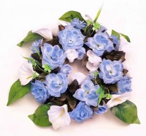 1716 - 16" Blue/White Decorated Wreath - 24.25 ea