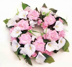 1888 - 18" Pink/White Wreath - 29.95 ea