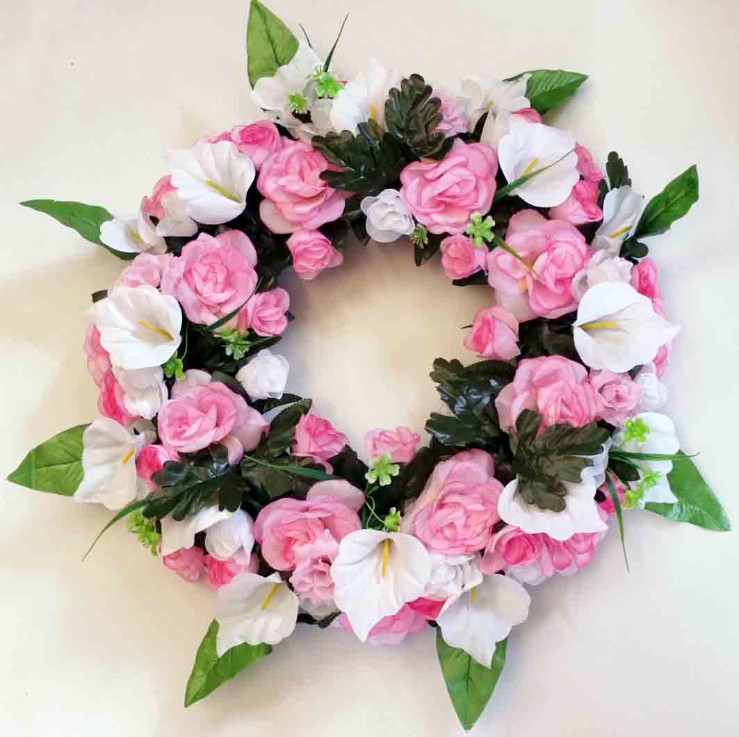 1889 - 22" Pink/White Wreath - 39.95 ea