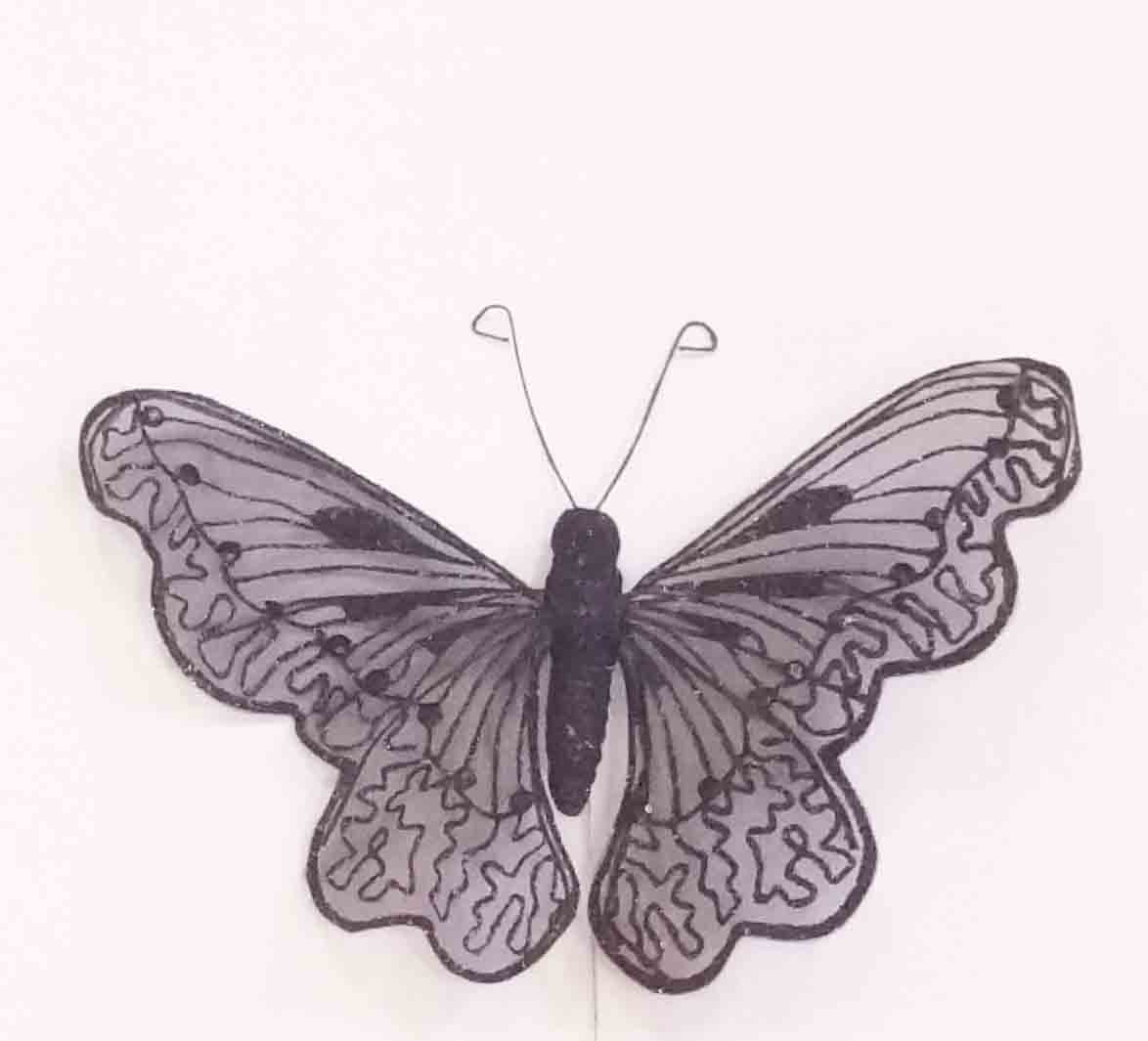 5191 - 7" Sheer Butterfly with Glitter - 1.65 ea, 1.40/12