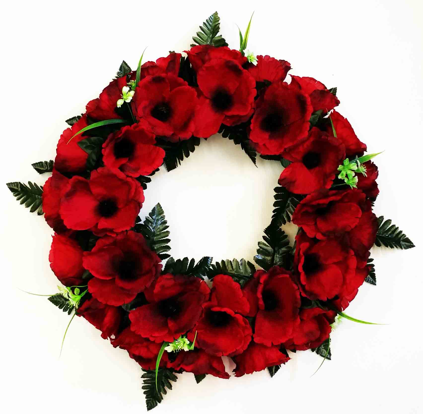 1889 - 22" Red Poppy Wreath - 39.95 ea