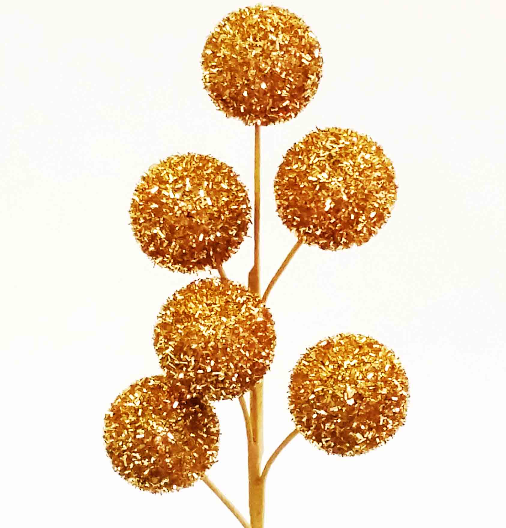 X720 - 20" Gold Tinsel Ball Spray - 5.45 ea, 5.15/.24