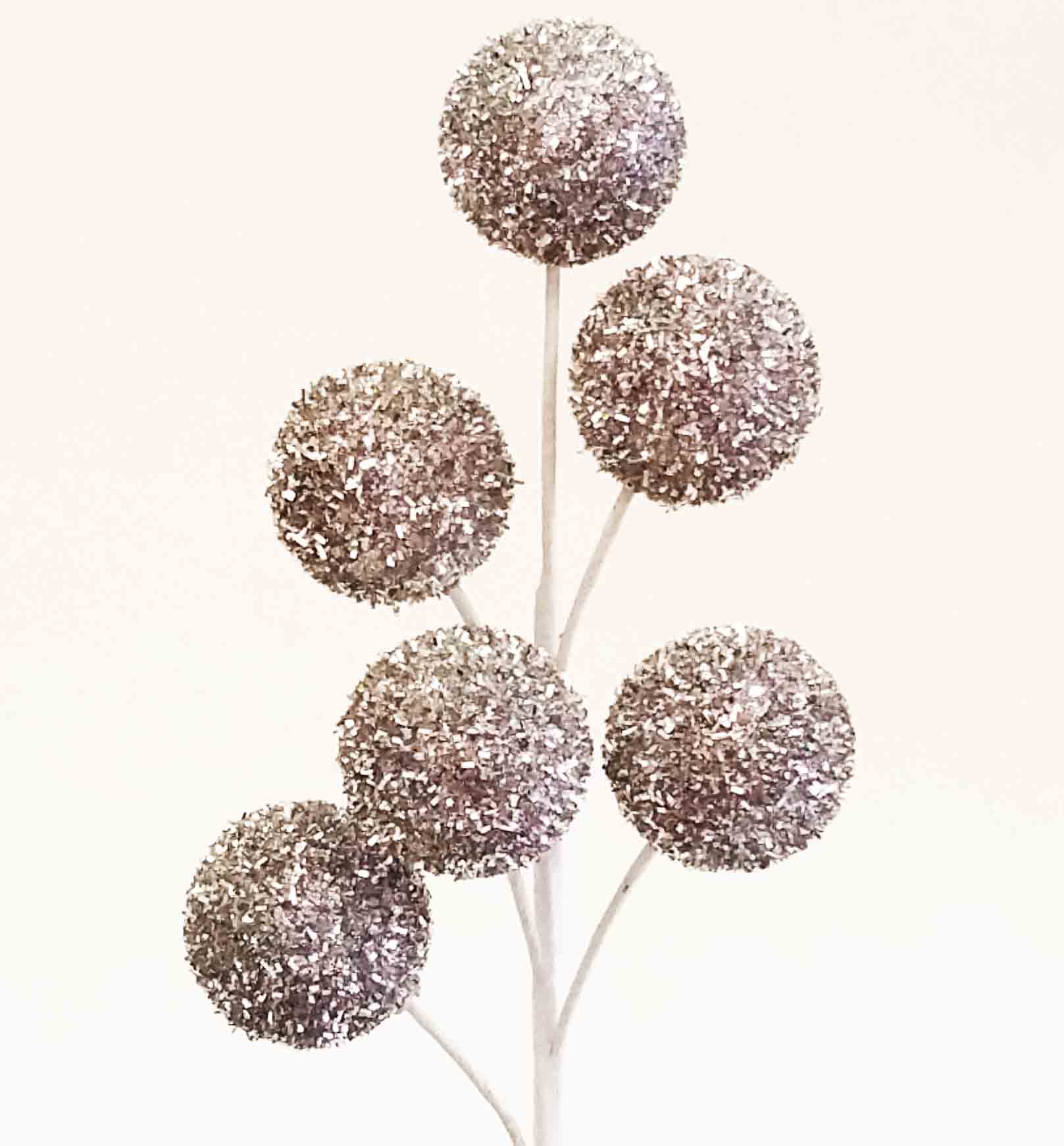 X720 - 20" Silver Tinsel Ball Spray - 5.45 ea, 5.15/.24