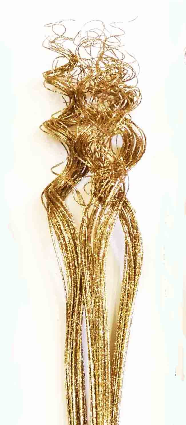 4114 - 28" Gold Glittered Curly Ting Ting - 10.00 bunch