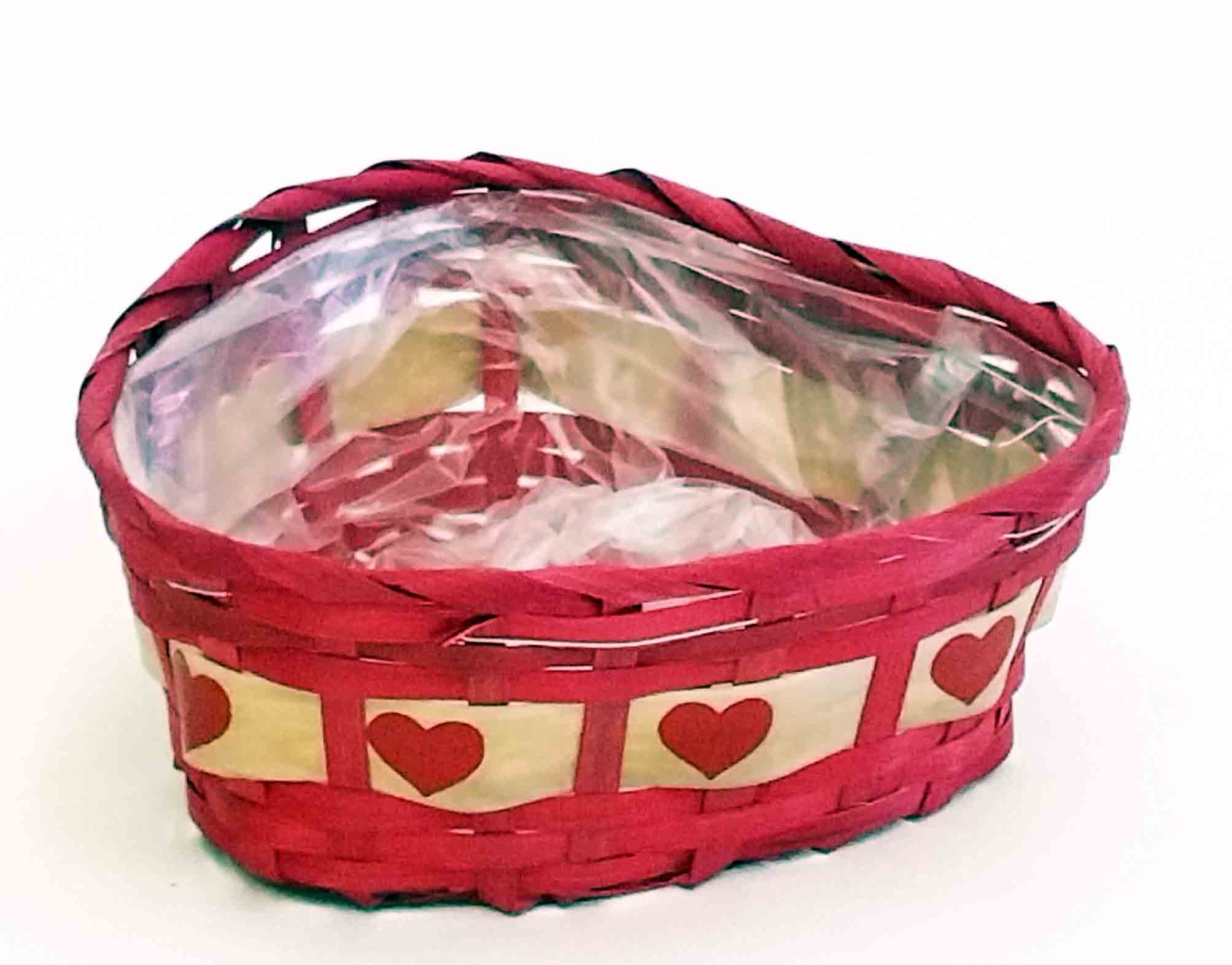 9033 - 8" Heart Basket - Lined - 3.45 ea, 3.10/12