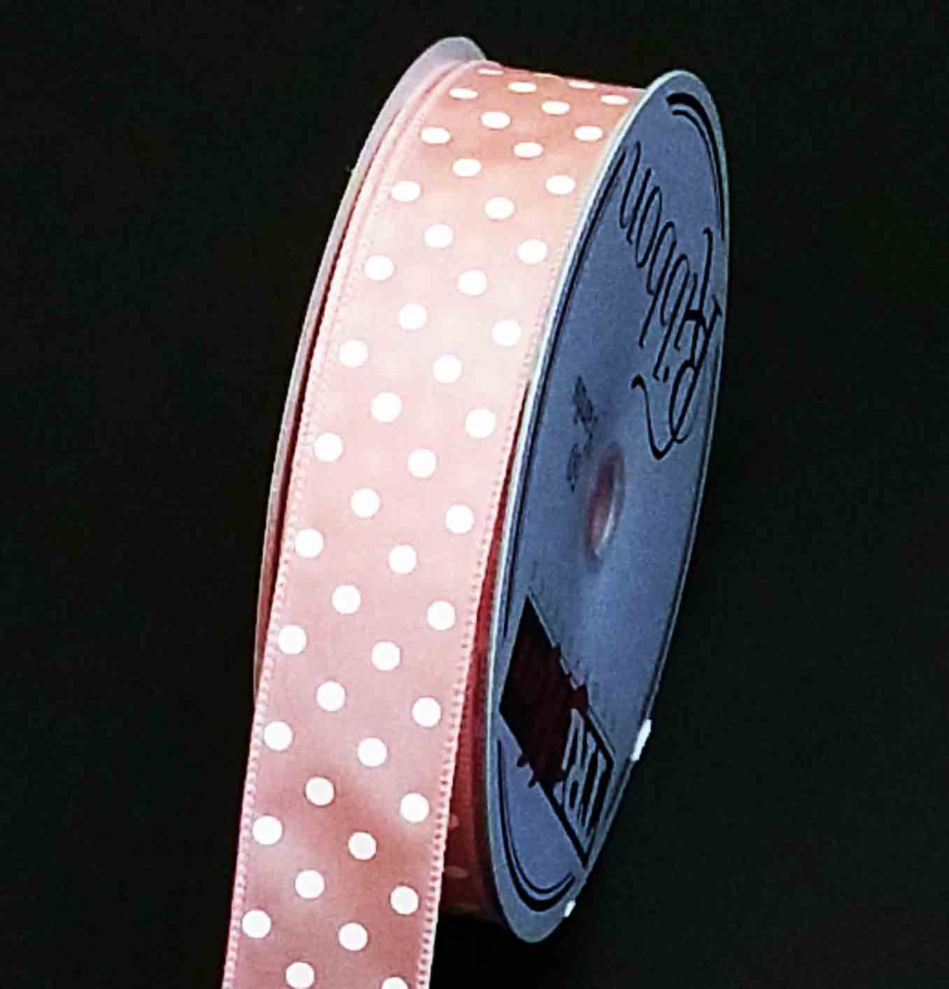 6547 - 1.5" x 50 yds Peach Wired White Dot - 20.95 bolt