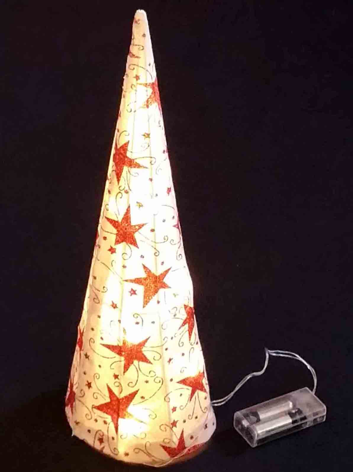 X848 - 15.5" Cone Tree with Lights - 6.95 ea, 6.75/6