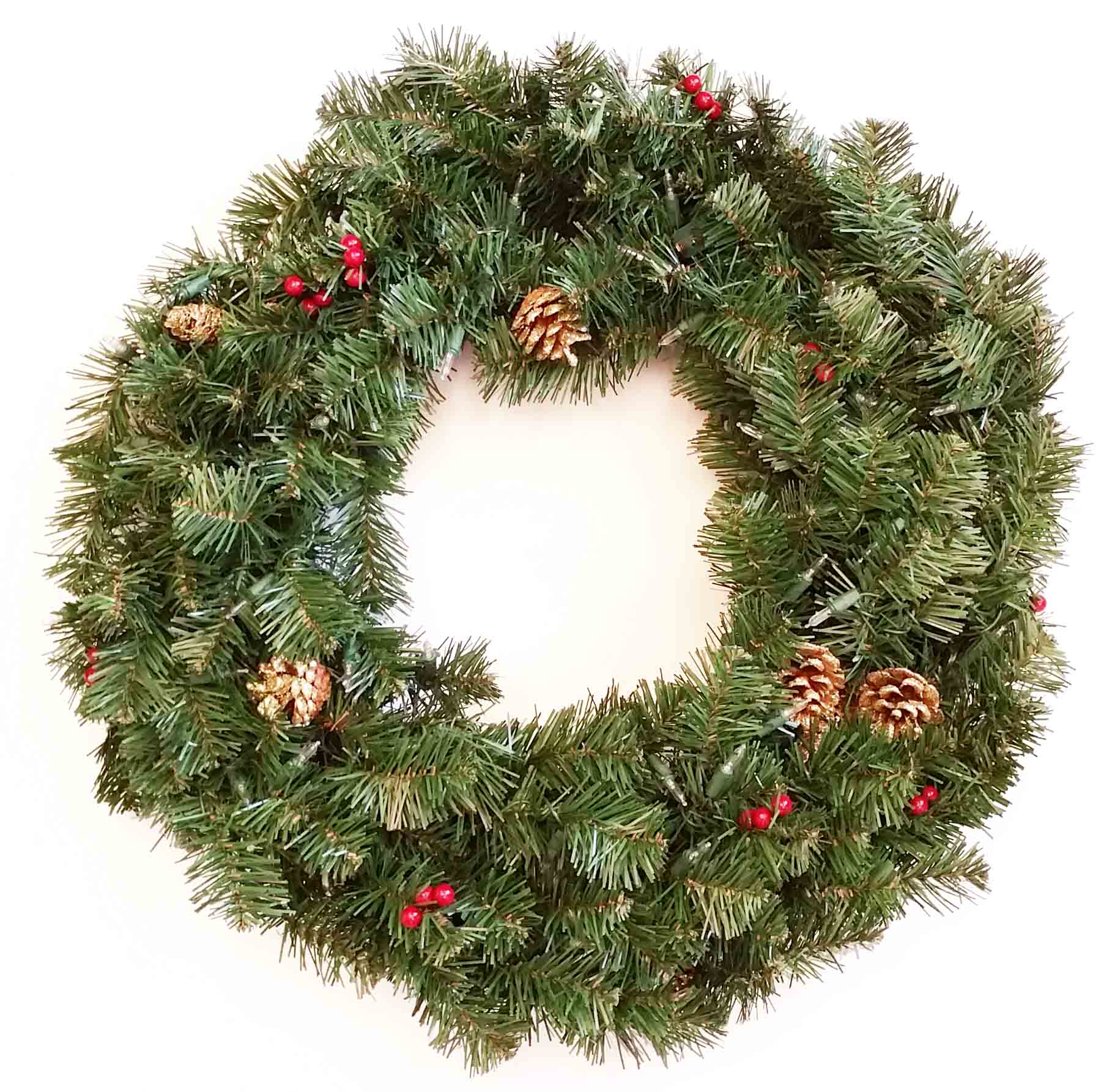 XW30L - 30" Pre-Lit Pine Wreath - 49.50 ea