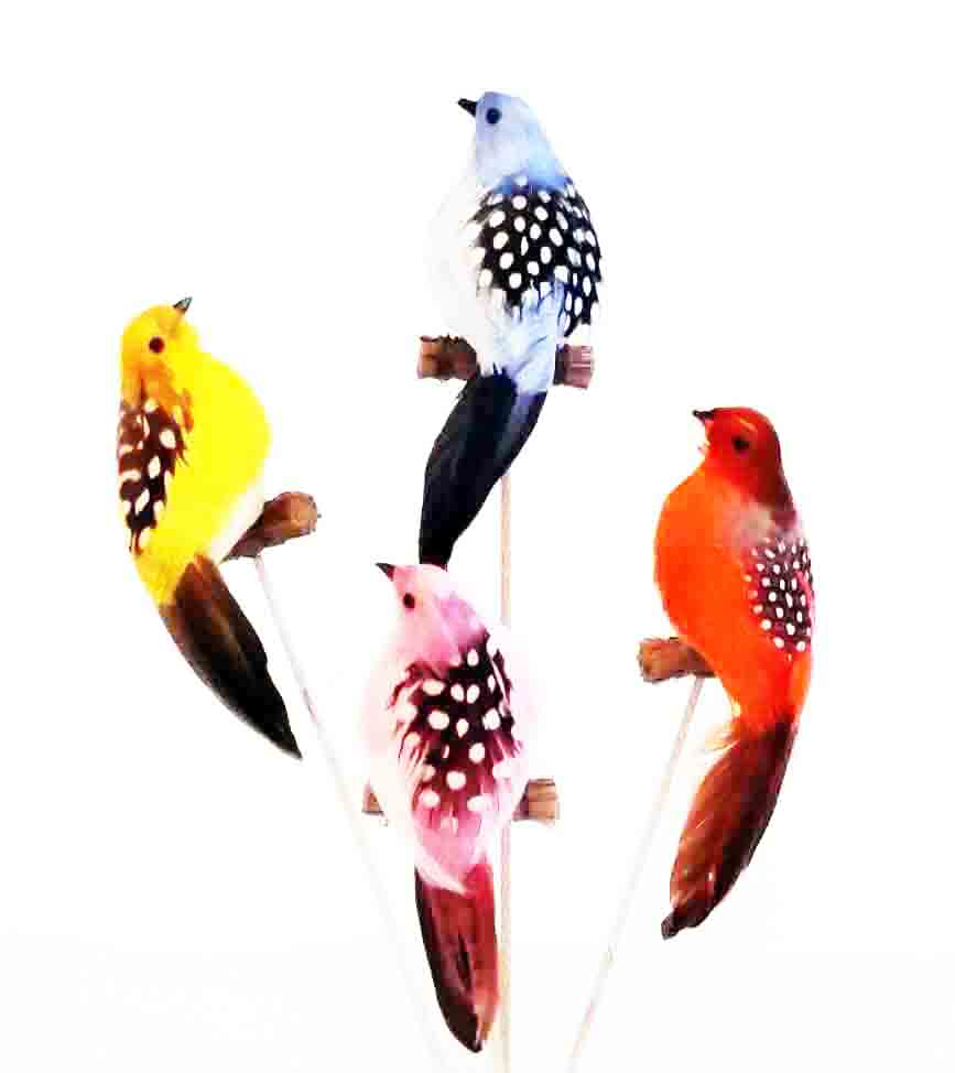 7765 - 4" Feather Bird on Perch - 2.20 ea, 1.90/24