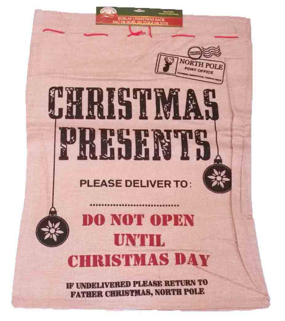 X283 - 20 x 27" Burlap Christmas Sack - 6.55 ea