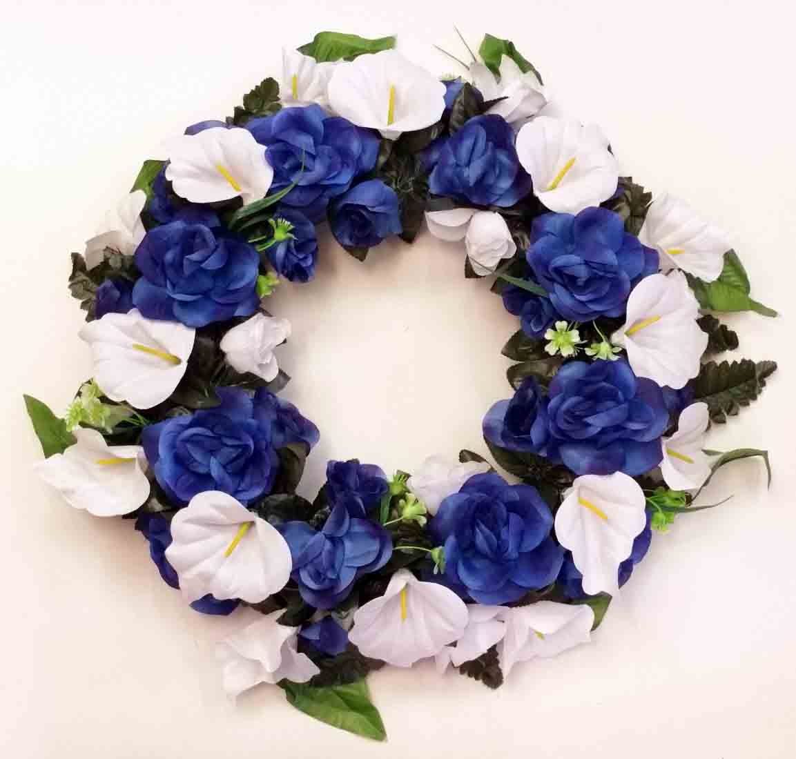 1889 - 22" Dark Blue/White Wreath - 49.95 ea