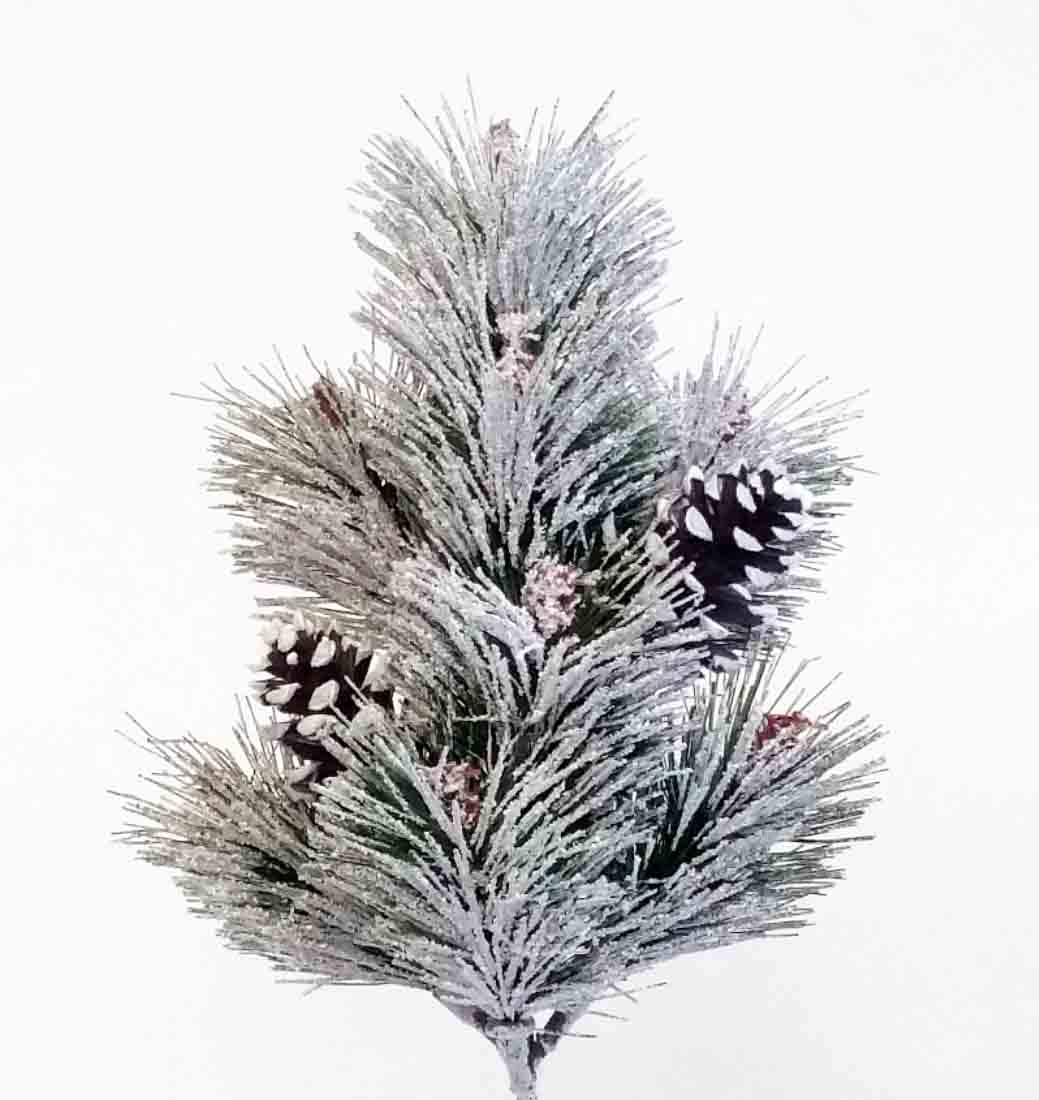 X169 - 16" Snow Pine Spray with Cones - 2.25 ea, 1.95/24