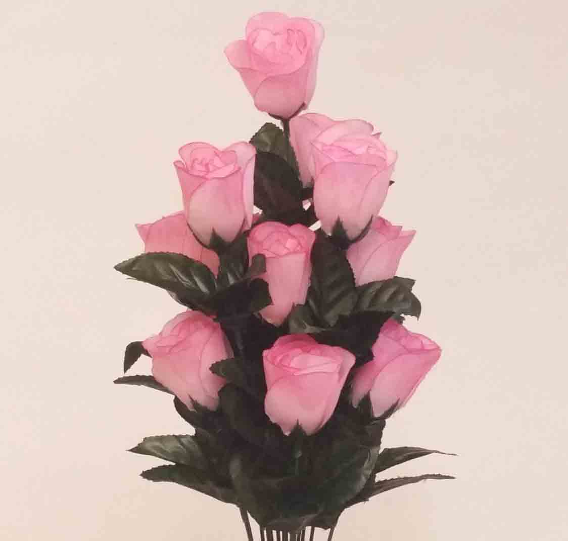 RBE14 - 18" Pink Econo Rose Bud Bush - 4.95 ea, 4.65/12