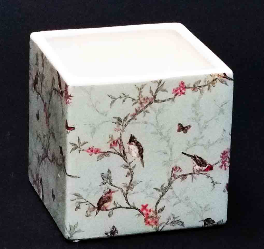 C2101 - 5" Ceramic Cube - Bird Design - 8.25 ea, 7.65/12