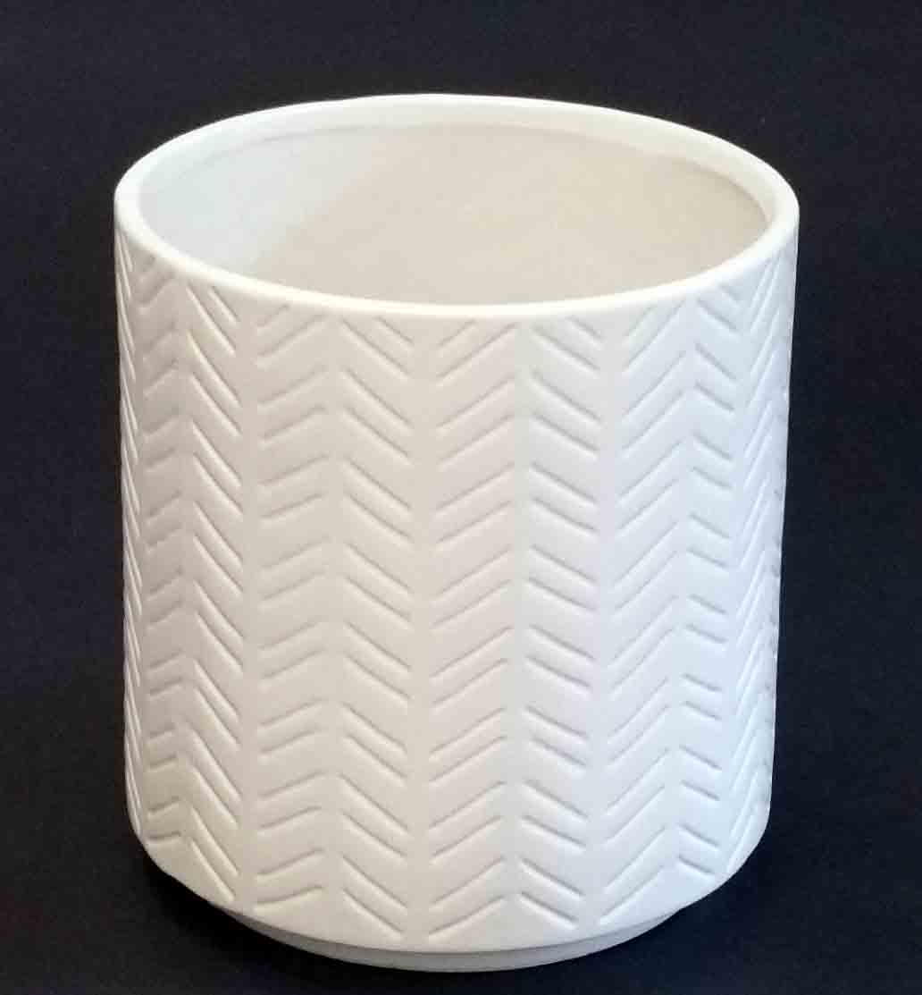 C211 - 6.5" Embossed Ceramic Pot - 13.75 ea