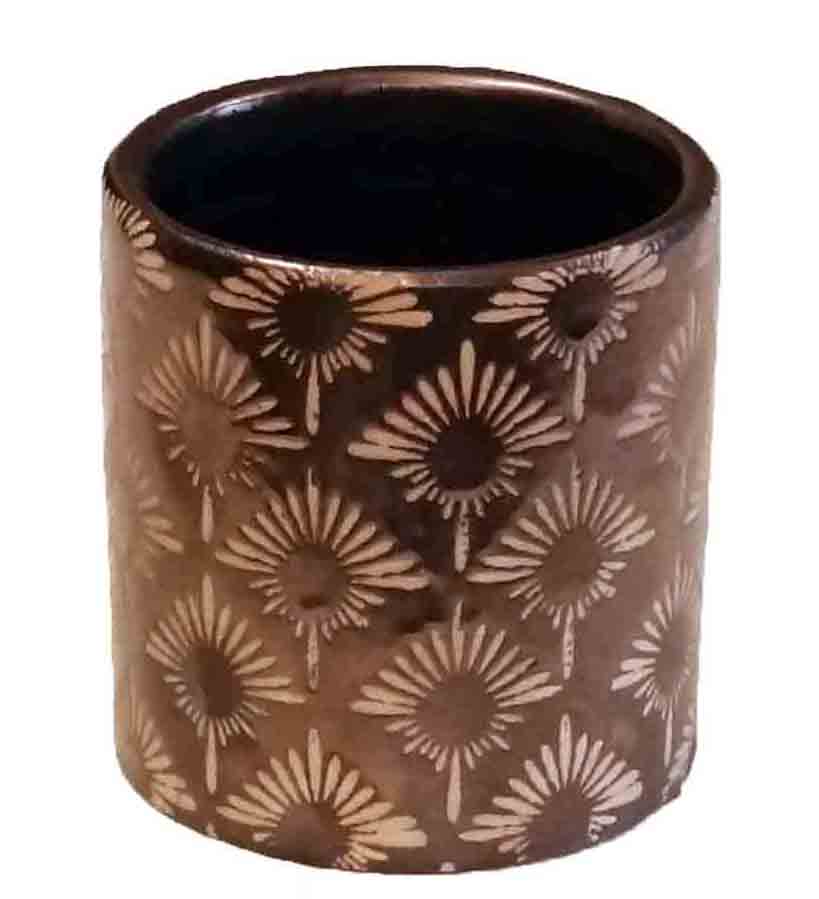 C9821 - 4.5" Pot with Floral Pattern - 5.10 ea, 4.80/18