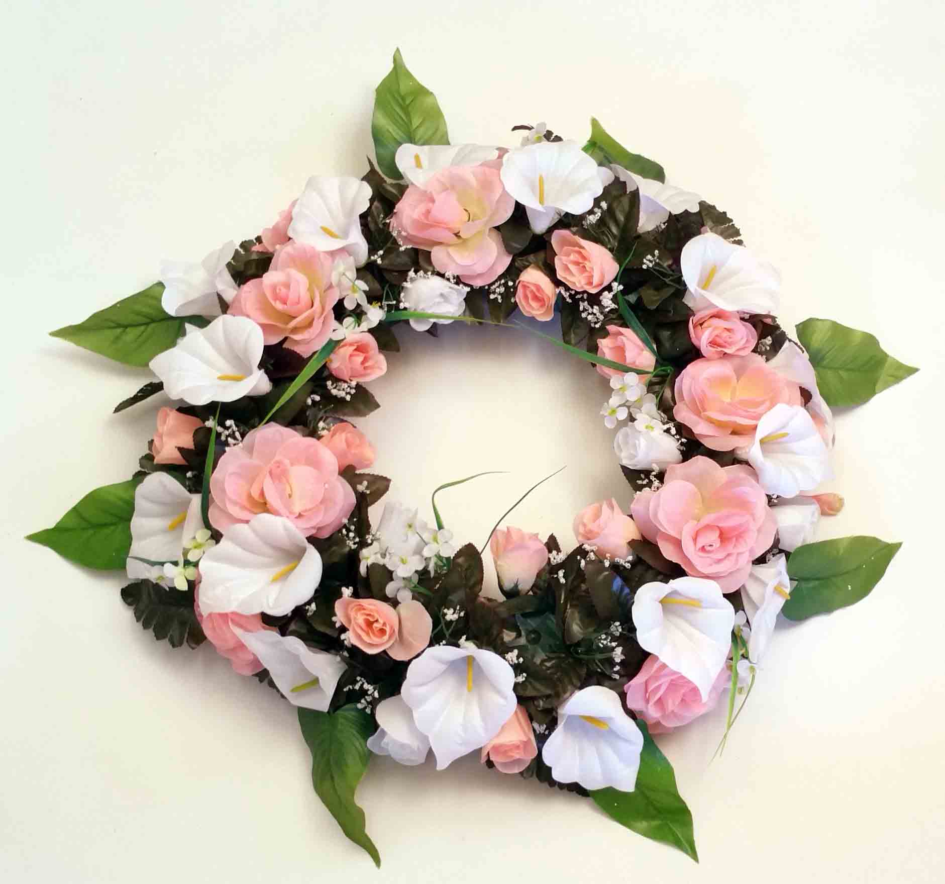 1889 - 22" Peach/White Wreath - 39.95 ea