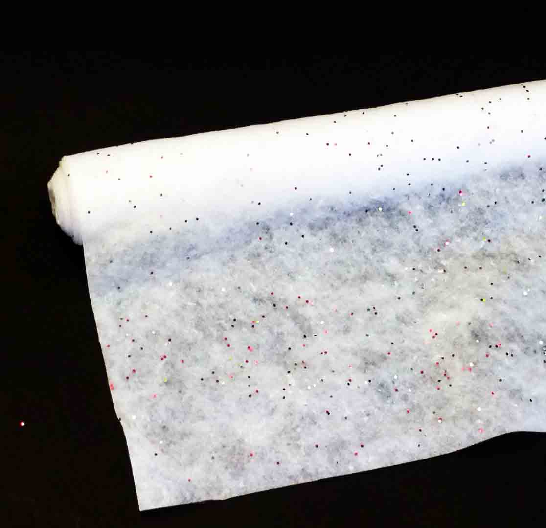 X481 - 35" x 8' Snow Cover Fluff Roll with Glitter - 6.75 roll