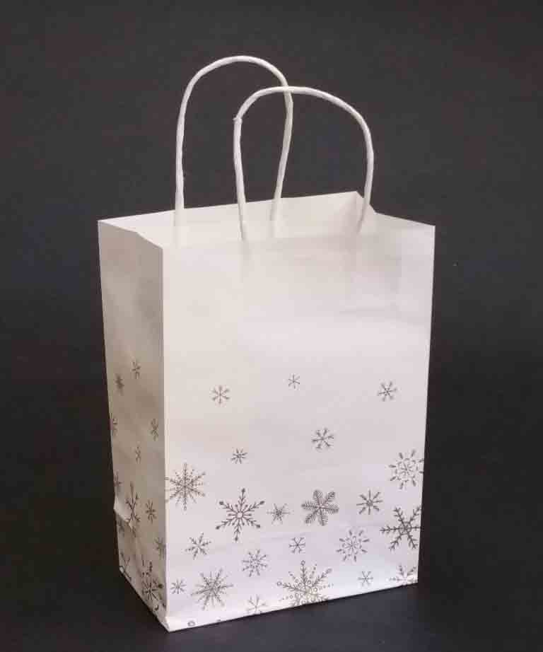 1067 - 3.25 x 6 x 8" Paper Bag with Gold Snowflakes - .60 ea, .50/10