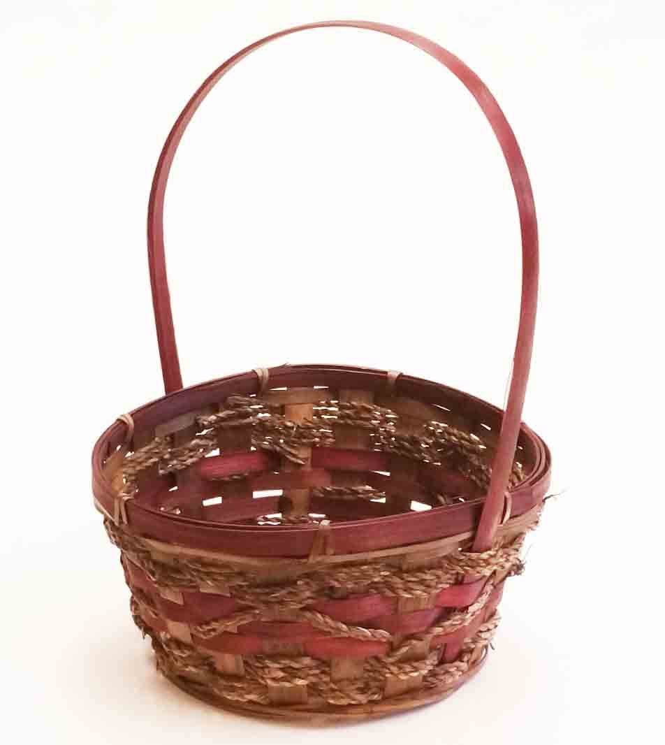1826 - 8" Burgundy Basket with Liner - 5.65 ea, 5.35/48
