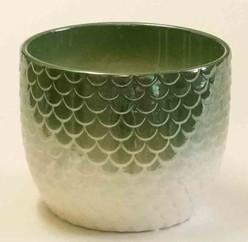 C1183 - 6.5" Green Varigated Ceramic Pot - 7.95 ea, 7.50/6