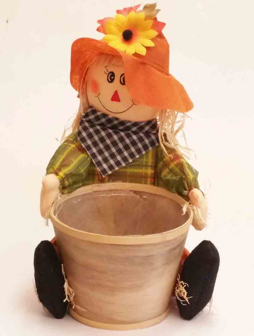 17131 - 15" Scarecrow with Bushel Basket - 16.95 ea