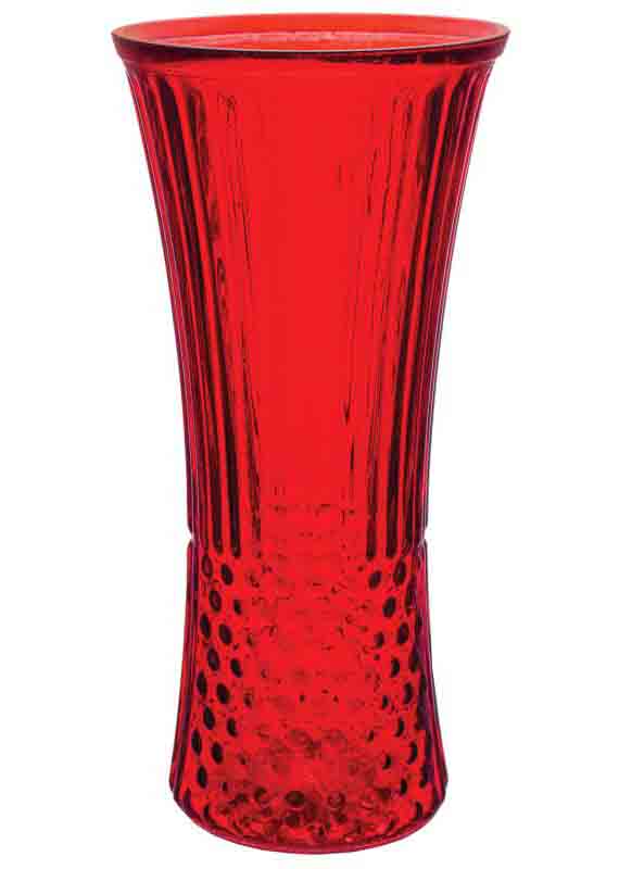 GC3572 - 11.625" Ruby Glass Trumpet Vase - 9.50 ea, 9.00/6