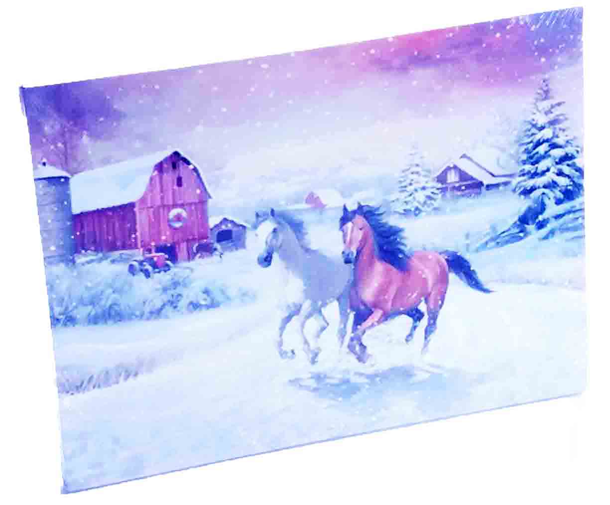 X863 - 12 x 16" LED Christmas Prints - Horses - 12.95 ea