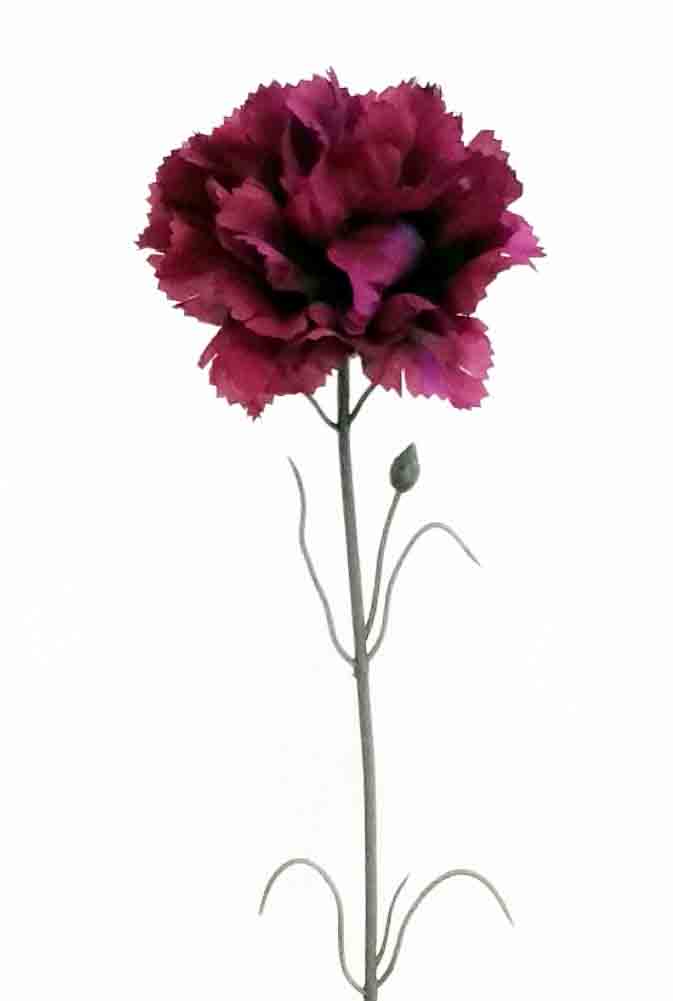 C107 - 3" Burgundy Carnation on 18" Stem - .95 ea, .75/48