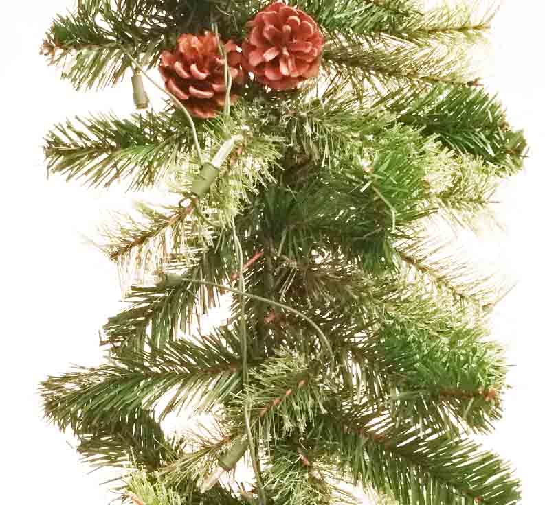 XG129 - 12" x 9' Pre-Lit Garland with Cones and Lights - 56.95 ea