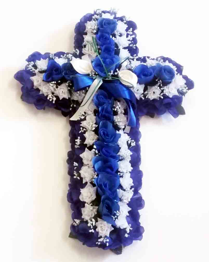 1131 - 28" Royal Blue/White Elegant Cross - 44.75 ea