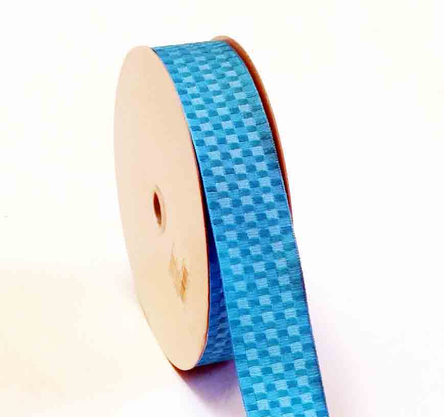9050 - 1.5" x 50 yds Wired Turquoise Thatched Ribbon - 15.65 bolt