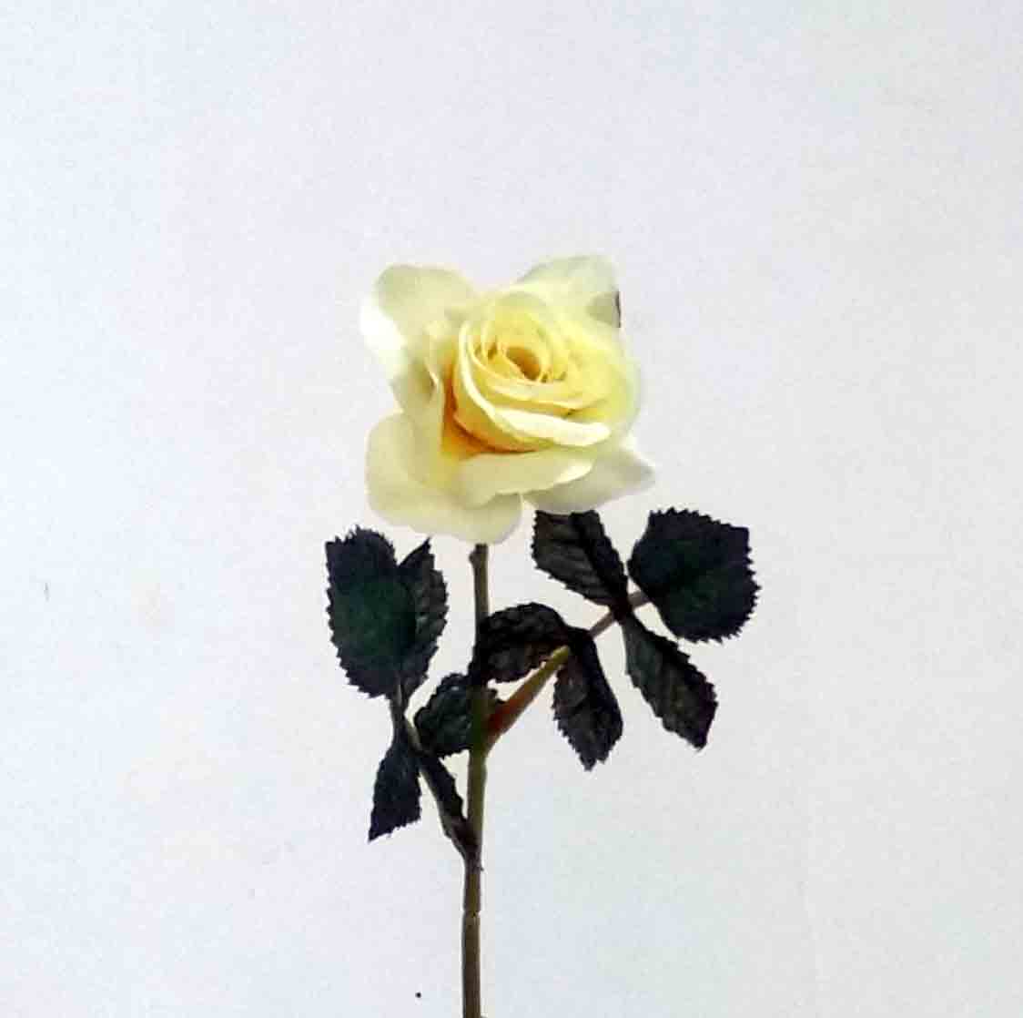 RS1 - 12.5" Single Elegant Rose - Light Yellow - .75 ea, .65/12